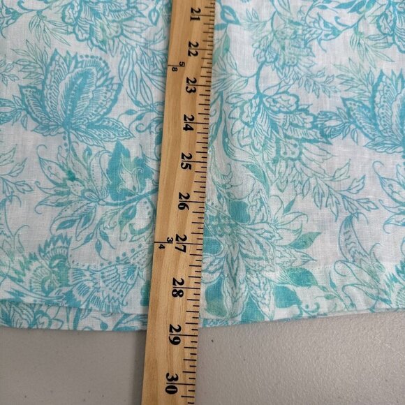 Sigrid Olsen Floral Linen Tunic Top 2X Aqua blue - Picture 9 of 10